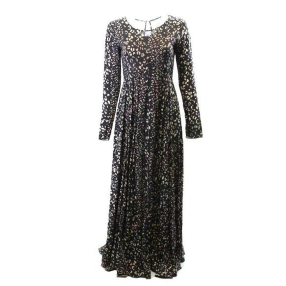 FREE PEOPLE Black Abstract Print Maxi Dress Size XS